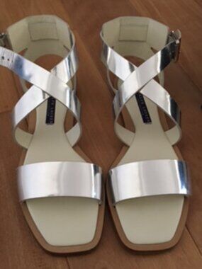 RL Collection Renita silver specchio ralph Lauren sandals size 7.5M